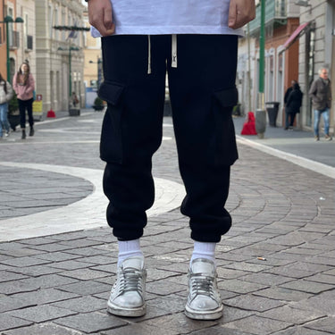 Pantalone tuta cargo nero - FLAG STORE